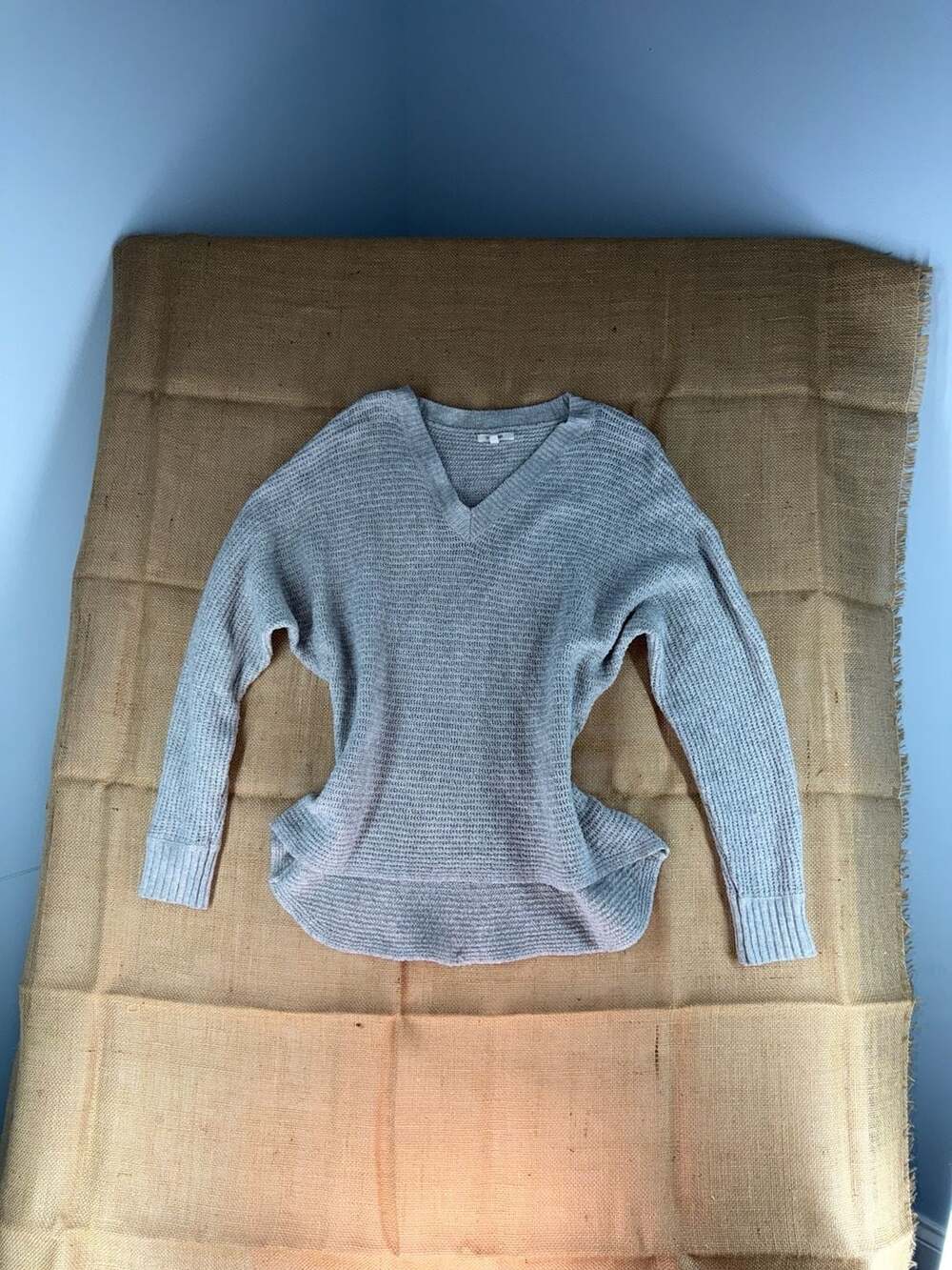 maurices Grey V-Neck Textured Knit Dolman Sleeve Sweater